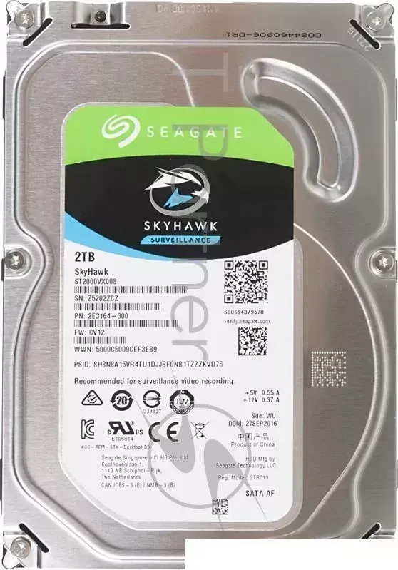 Жесткий диск SEAGATE Original SATA III 2Tb ST2000VX008 Video Skyhawk 5900rpm 64Mb 3.5"