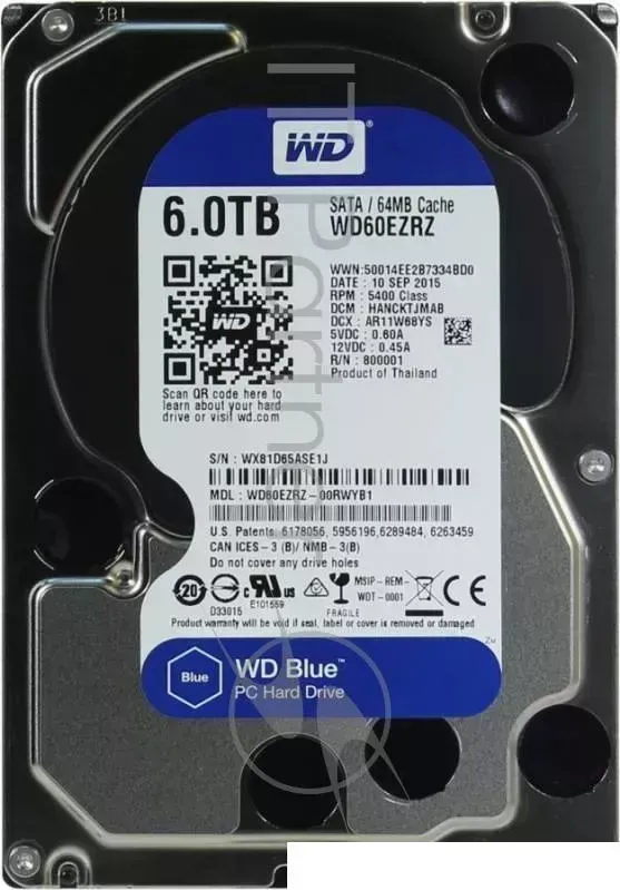 Жесткий диск WD Original SATA-III 6Tb WD60EZRZ Blue (5400rpm) 64Mb 3.5" WESTERN DIGITAL WD