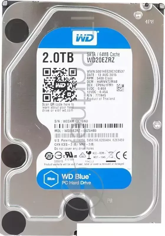 Жесткий диск 2TB WD Caviar Blue (WD20EZRZ) {Serial ATA III, 5400 rpm, 64Mb buffer} WESTERN DIGITAL WD Original S III WD20EZRZ rpm 3.5"