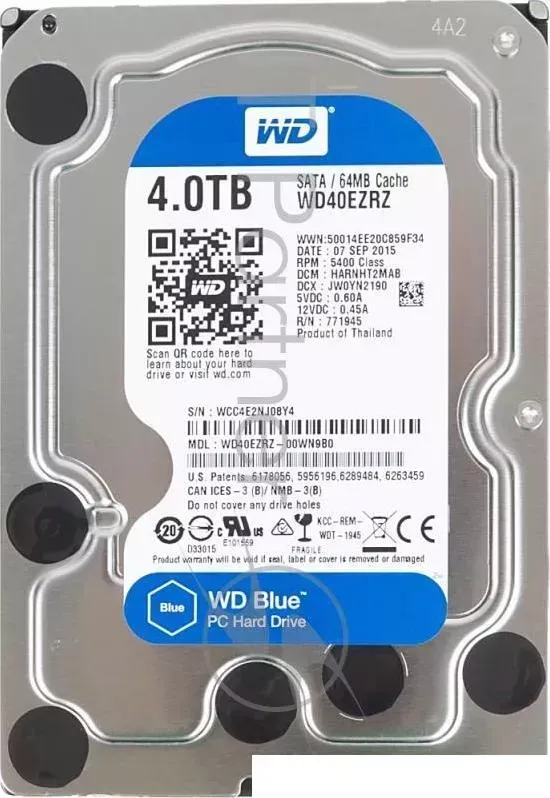 Жесткий диск 4TB WD Caviar Blue (WD40EZRZ) {Serial ATA III, 5400 rpm, 64Mb buffer} WESTERN DIGITAL WD