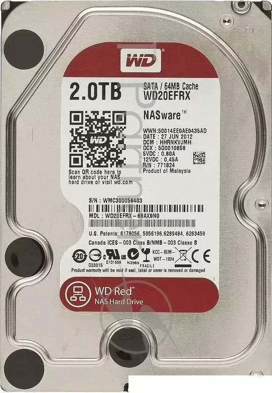 Жесткий диск WD Original SATA-III 2Tb WD20EFRX NAS Red 64Mb 3.5" WESTERN DIGITAL WD