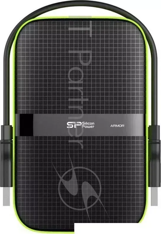 Жесткий диск SILICON POWER USB 3.0 4Tb SP040TBPHDA60S3K A60 Armor 2.5" черный/зеленый