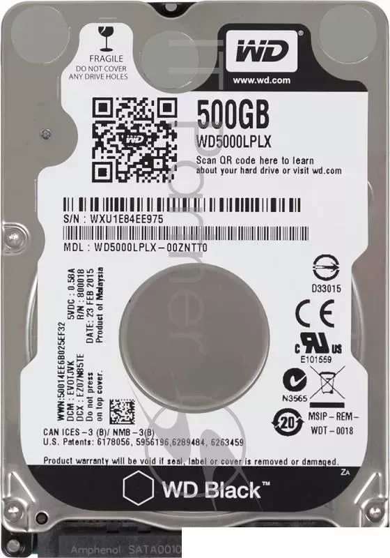Жесткий диск WD Original SATA-III 500Gb WD5000LPLX Black (7200rpm) 32Mb 2.5" WESTERN DIGITAL WD SATA III 7200rpm 16Mb
