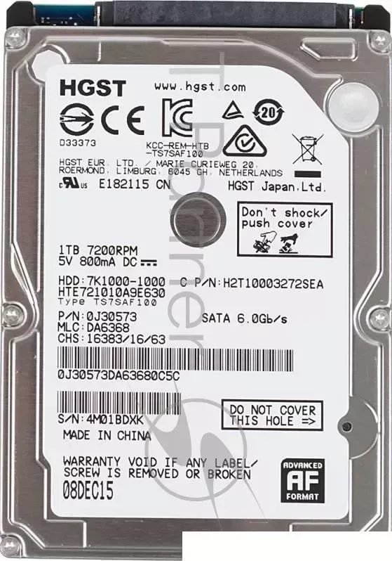 Жесткий диск Hitachi SATA-III 1Tb HTE721010A9E630 Travelstar 7K1000 (7200rpm) 32Mb 2.5"
