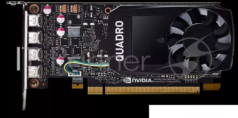 Видеокарта VCQP1000BLK-1 PNY Nvidia Quadro P1000 4GB DDR5, PCIE, 128 bit 640 Cores, 4*mDP1.4, 4*mDP to DP 1xmDP to DVI D SL adapter, LP bracket