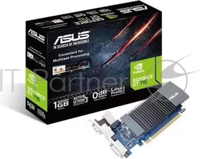 Видеокарта VGA ASUS NVIDIA GeForce GT 710, 1Gb GDDR5/32 bit, PCI Ex16 3.0, 1xD Sub, 1xDVI D, 1xHDMI, LP, 1 slot cooler, Retail