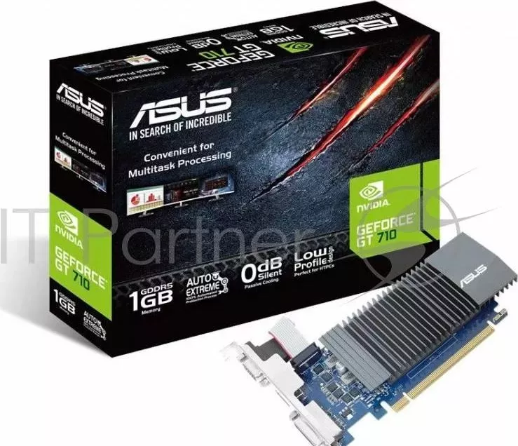Видеокарта Asus PCI-E GT710-SL-1GD5 nVidia GeForce GT 710 1024Mb 64bit GDDR5 954/5012 DVIx1/HDMIx1/CRTx1/HDCP Ret low profile ASUS GT