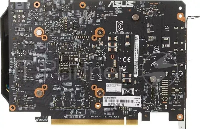 Видеокарта ASUS PH GTX1060 3G // GTX1060,DVI,HDMI*2,DP*2,3G,D5 90YV0A64 M0NA00