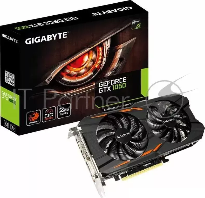 Видеокарта 2Gb <PCI-E> GIGABYTE GeForce GTX 1050 Windforce OC 2G GV-N1050WF2OC-2GD <GTX1050, GDDR5, 128bit, HDCP, DVI, 3*HDMI, DP, Retail> GIGABYTE OC 2G