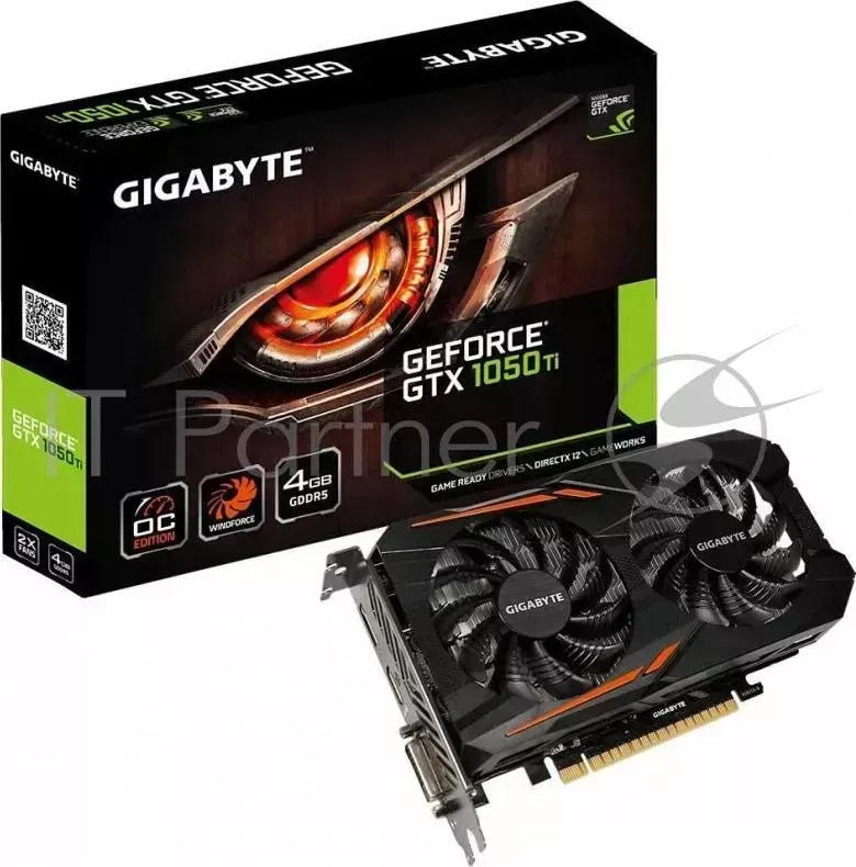 Видеокарта GIGABYTE GeForce GTX1050Ti OC / 4GB GDDR5 128bit 7008MHz / 1316-1455MHz / GV-N105TOC-4GD / RTL GIGABYTE OC / / / /