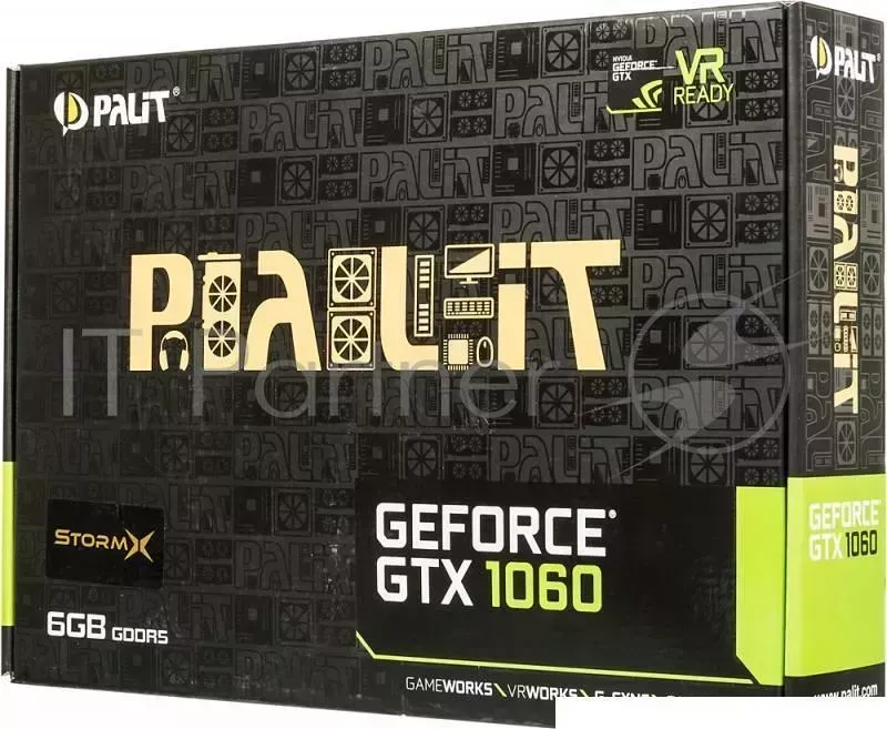 Видеокарта PALIT PCI-E PA-GTX1060 STORMX 6G nVidia GeForce GTX 1060 6144Mb 192bit GDDR5 1506/8000 DVIx1/HDMIx1/DPx3/HDCP Ret