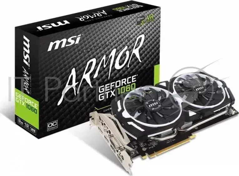Видеокарта MSI PCI-E GTX 1060 ARMOR 3G OCV1 nVidia GeForce GTX 1060 3072Mb 192bit GDDR5 1544/8008 DVIx1/HDMIx2/DPx2/HDCP Ret