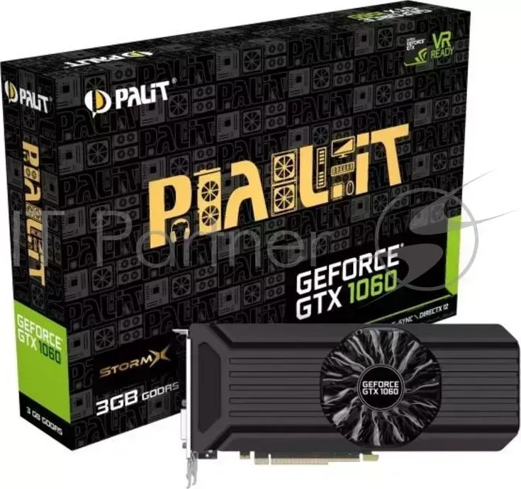 Видеокарта PALIT GeForce GTX1060 STORMX RTL 3G NV GTX 1060 3072Mb 192bit GDDR5 1506, 8000 DVIx1, HDMIx1, DPx PALIT PCIE16 3GB PA 3G