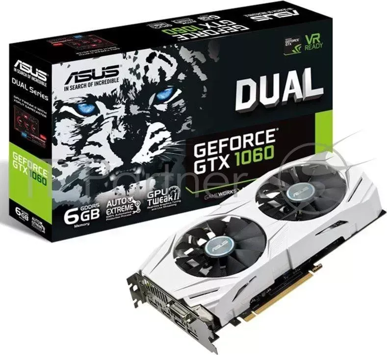 Видеокарта Asus PCI-E DUAL-GTX1060-6G nVidia GeForce GTX 1060 6144Mb 192bit GDDR5 1506/8008 DVIx1/HDMIx2/DPx2/HDCP Ret