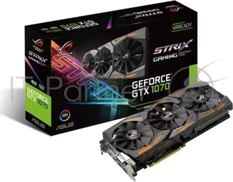 Видеокарта Asus PCI-E STRIX-GTX1070-8G-GAMING nVidia GeForce GTX 1070 8192Mb 256bit GDDR5 1531/8008 DVIx1/HDMIx2/DPx2/HDCP Ret ASUS STRIX 8G GAMING, ,DVI,HDMI*2,DP*2,8G,D5, RTL 5