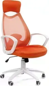 Кресло офисное CHAIRMAN 840 белый пластик DW05/SW05/PU52A оранжевое