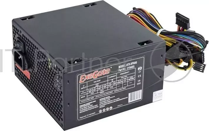 Блок питания 600W Exegate XP600, ATX, black, 12cm fan, 24 4pin, 6 2 pin PCI E, 3*SATA, 1*FDD, 2*IDE