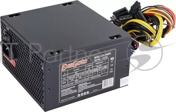 Блок питания 500W Exegate 500NPX, ATX, black,12cm fan, 24 4pin, 6/8pin PCI E, 3*SATA, 2*IDE, 1*FDD