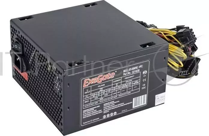 Блок питания 500W Exegate 500NPXE PFC , ATX, black, 12cm fan, 24 4pin, 6pin PCI E, 3*SATA