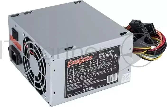 Блок питания 500W Exegate AB500, ATX, 8cm fan, 24 4pin, 3*SATA, 1*FDD, 2*IDE