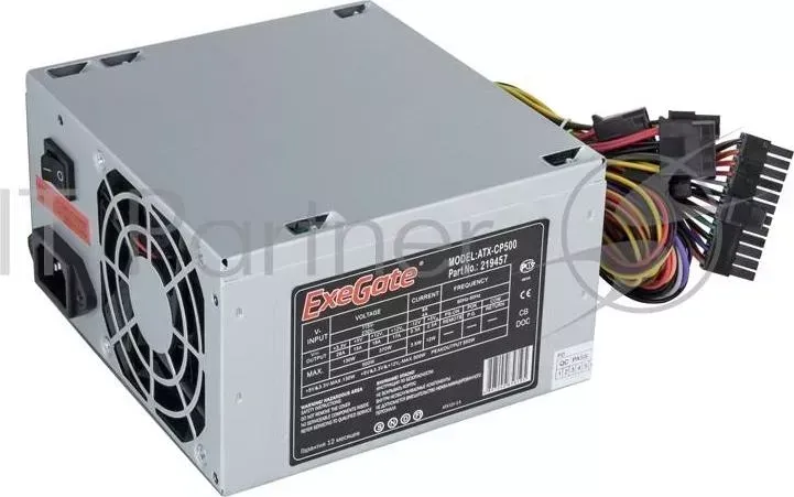 Блок питания 500W Exegate CP500, ATX, 8cm fan, 24 4pin, 3*SATA, 1*FDD, 2*IDE