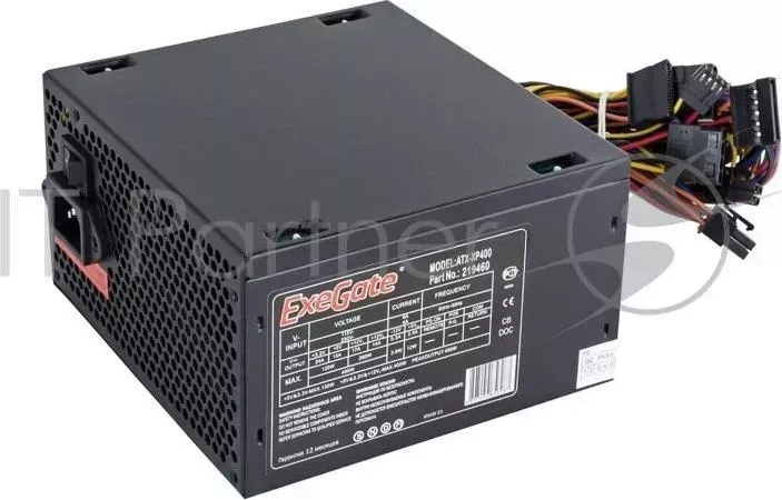 Блок питания 400W Exegate XP400, ATX, black, 12cm fan, 24 4pin, 3*SATA, 1*FDD, 2*IDE