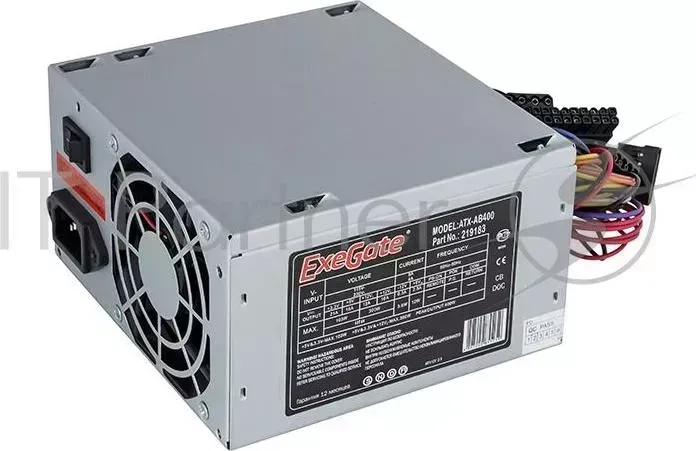 Блок питания 400W Exegate AB400, ATX, 8cm fan, 24 4pin, 3*SATA, 1*FDD, 2*IDE