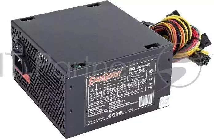 Блок питания 400W Exegate 400NPX, ATX, black, 12cm fan, 24 4pin, 6/8pin PCI E, 3*SATA, 2*IDE, 1*FDD