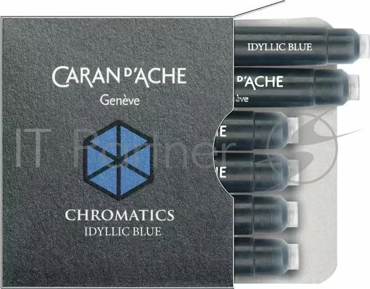 Картридж Carandache Chromatics (8021.140) Iddyllic blue чернила для ручек перьевых (6шт)