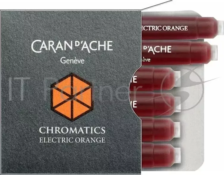 Картридж Carandache Chromatics (8021.052) Electric orange чернила для ручек перьевых (6шт)