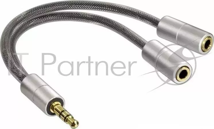 Кабель аудио Hama H-80857 2xJack 3.5 (f)/Jack 3.5 (m) серебристый (00080857) HAMA H 80857 адаптер 2х мм Jack f мм Jack m стерео алюминиевый корпус серебр