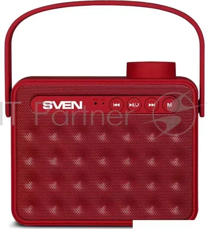Портативная колонка SVEN PS-72 (6 Вт(2x3), встроенный аккумулятор, FM-тюнер, Bluetooth, USB, microSD) красный SVEN (6