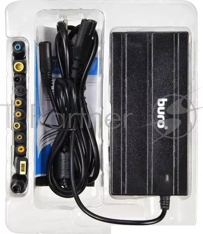 Блок питания Buro BUM-1187H90 ручной 90W 12V-24V 11-connectors от бытовой электросети LED индикатор BURO Адаптер BUM 1187H90, 90Вт, черный