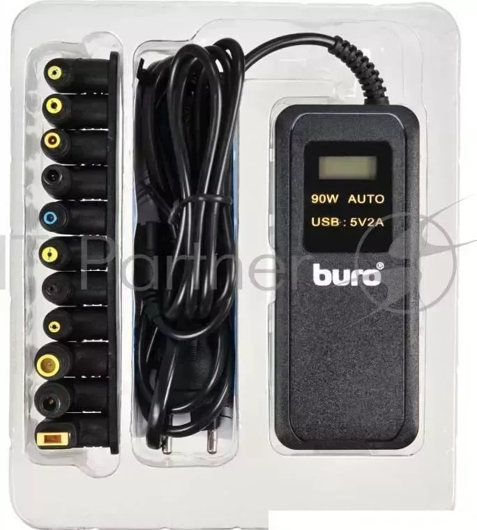 Блок питания Buro BUM-0065A90 автоматический 90W 12V-20V 11-connectors 5A 1xUSB 2.1A от бытовой электросети LСD индикатор BURO Адаптер BUM 0065A90