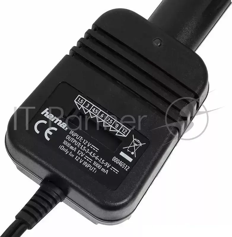 Блок питания Hama H-46512 1.5V-9V 8-connectors 1A от прикуривателя HAMA H 46512 автомобильный 1000мА, 1.5/3/4.5/6/7.5/9/12В 8штекеров