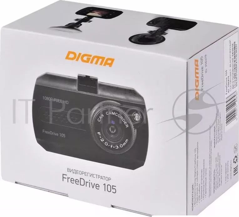 Видеорегистратор DIGMA FreeDrive 105 черный 1.3Mpix 1080x1920 1080p 140гр. NTK96220