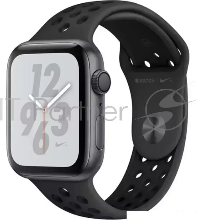 Корпус Apple Watch Nike+ Series 4, 44 мм, из алюминия цвета «серый космос», спортивный ремешок Nike цвета «антрацитовый/чёрный» [MU6L2RU/A]