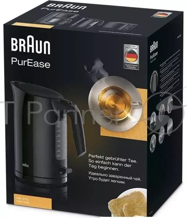 Чайник электрический BRAUN WK3110BK 1.7л. 3000Вт черный корпус: пластик