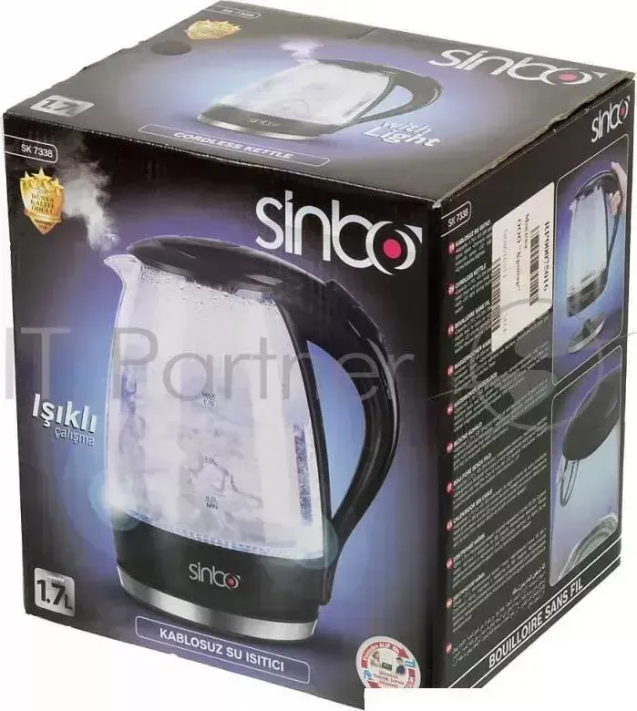 Чайник электрический SINBO SK 7338B 1.7л. 2200Вт черный (корпус: стекло)