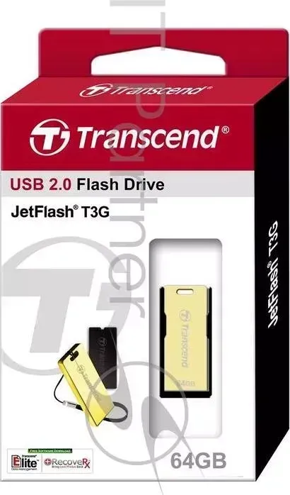Флеш накопитель 64GB TRANSCEND T3G JetFlash, USB 2.0, Золотистый