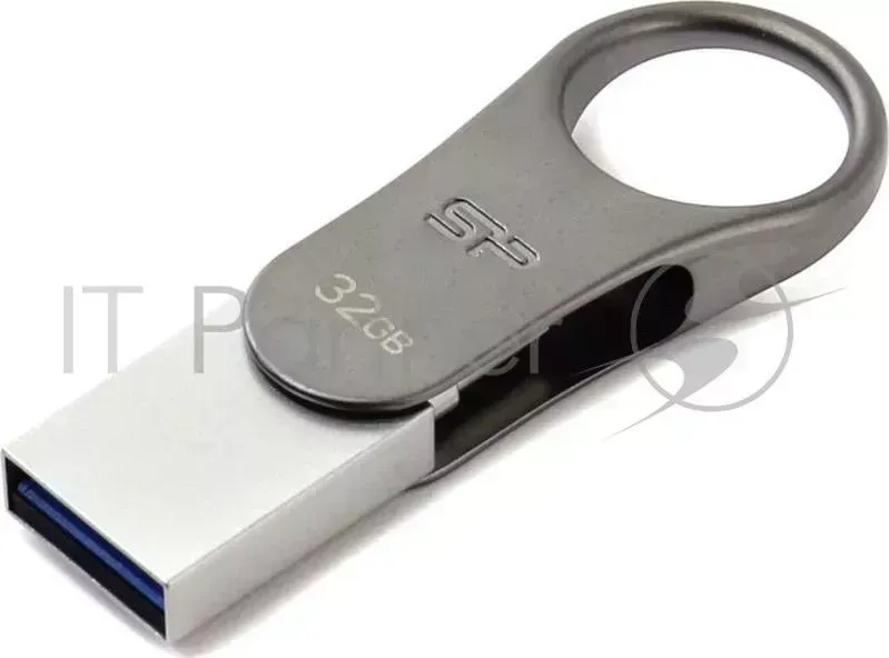 Флеш Диск SILICON POWER 32Gb Mobile C80 SP032GBUC3C80V1S USB3.1 серебристый/черный