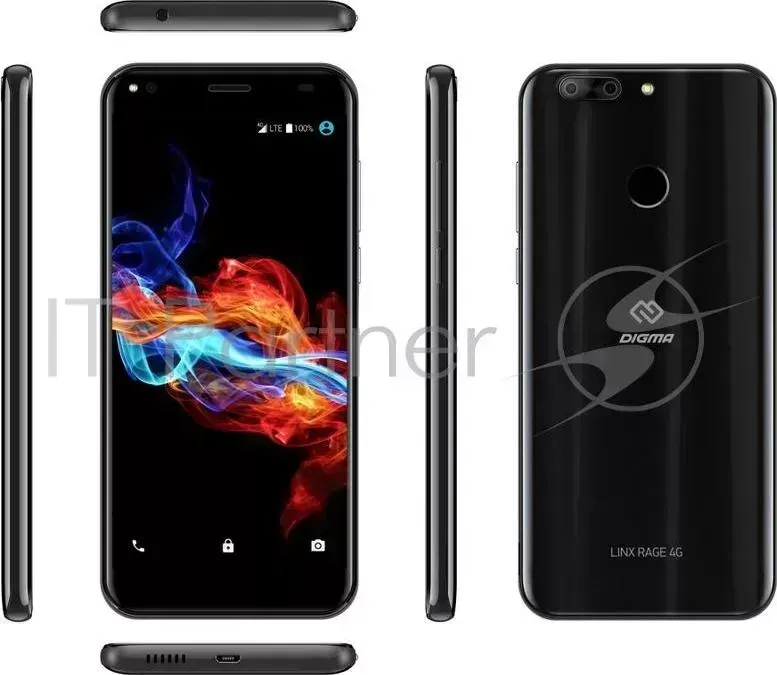 Смартфон DIGMA Rage 4G Linx 16Gb 2Gb черный моноблок 3G 4G 2Sim 5.7" 720x1440 Android 8.1 8Mpix 802.11bgn BT GPS GSM900/1800 GSM1900 TouchSc MP3 FM microSD max64Gb