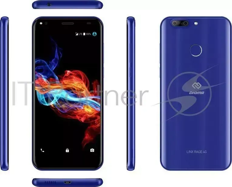 Смартфон DIGMA Rage 4G Linx 16Gb 2Gb синий моноблок 3G 4G 2Sim 5.7" 720x1440 Android 8.1 8Mpix 802.11bgn BT GPS GSM900/1800 GSM1900 TouchSc MP3 FM microSD max64Gb