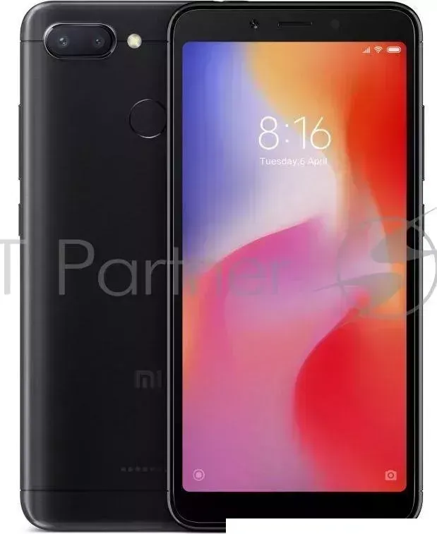 Смартфон XIAOMI Redmi 6 64Gb 4Gb черный моноблок 3G 4G 2Sim 5.45" 720x1440 Android 8.1 12Mpix 802.11abgnac BT GPS GSM900/1800 GSM1900 MP3