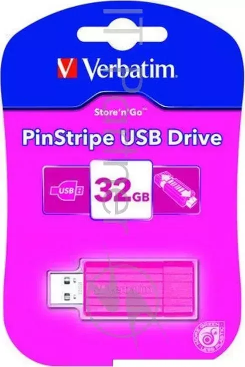 Флеш Диск VERBATIM 32Gb PinStripe 49056 USB2.0 Hot Pink