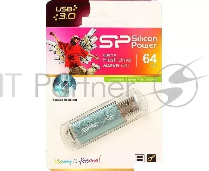 Флеш Диск SILICON POWER 64Gb Marvel M01 SP064GBUF3M01V1B USB3.0 синий