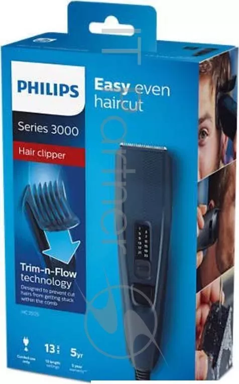 Машинка для стрижки волос PHILIPS HC3505/15 , цвет синий с черным, материал корпуса пластик, режущая система с технологией DualCut, режущий блок из нержавеющей стали, работа от сет