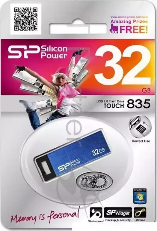 Флеш Диск SILICON POWER 32Gb Touch 835 SP032GBUF2835V1B USB2.0 синий