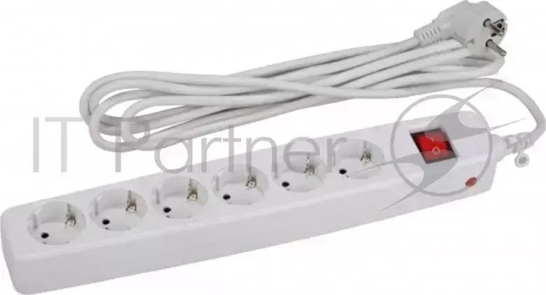 Сетевой фильтр ЭРА C0039536 SF 6es 4m W белый 3x1 мм2, со шт, с выкл, 6гн, 4м, защита от короткого замыкания, от перегрузки, от импульсных и высокочастнотных помех