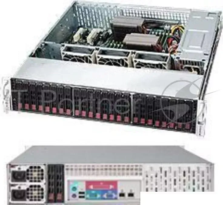 Корпус Supermicro CSE 216BAC R920LPB, 2U, 24x SAS3 / SATA 2.5'', IPASS, 920W Redundant PSU, Low Profile Black